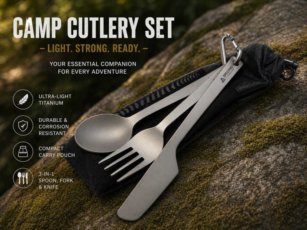 Compact Titanium Camping Cutlery Set