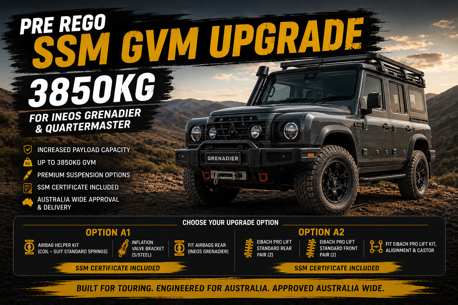 Ineos Grenadier And Quartermaster 3850 Ssm Gvm Upgrade Australia