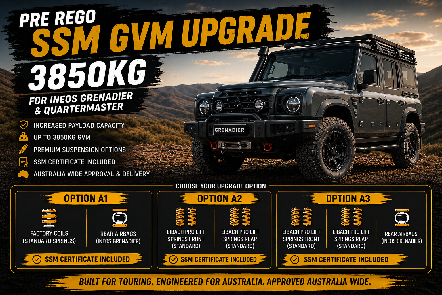 Ineos Grenadier And Quartermaster 3850 Ssm Gvm Upgrade Australia