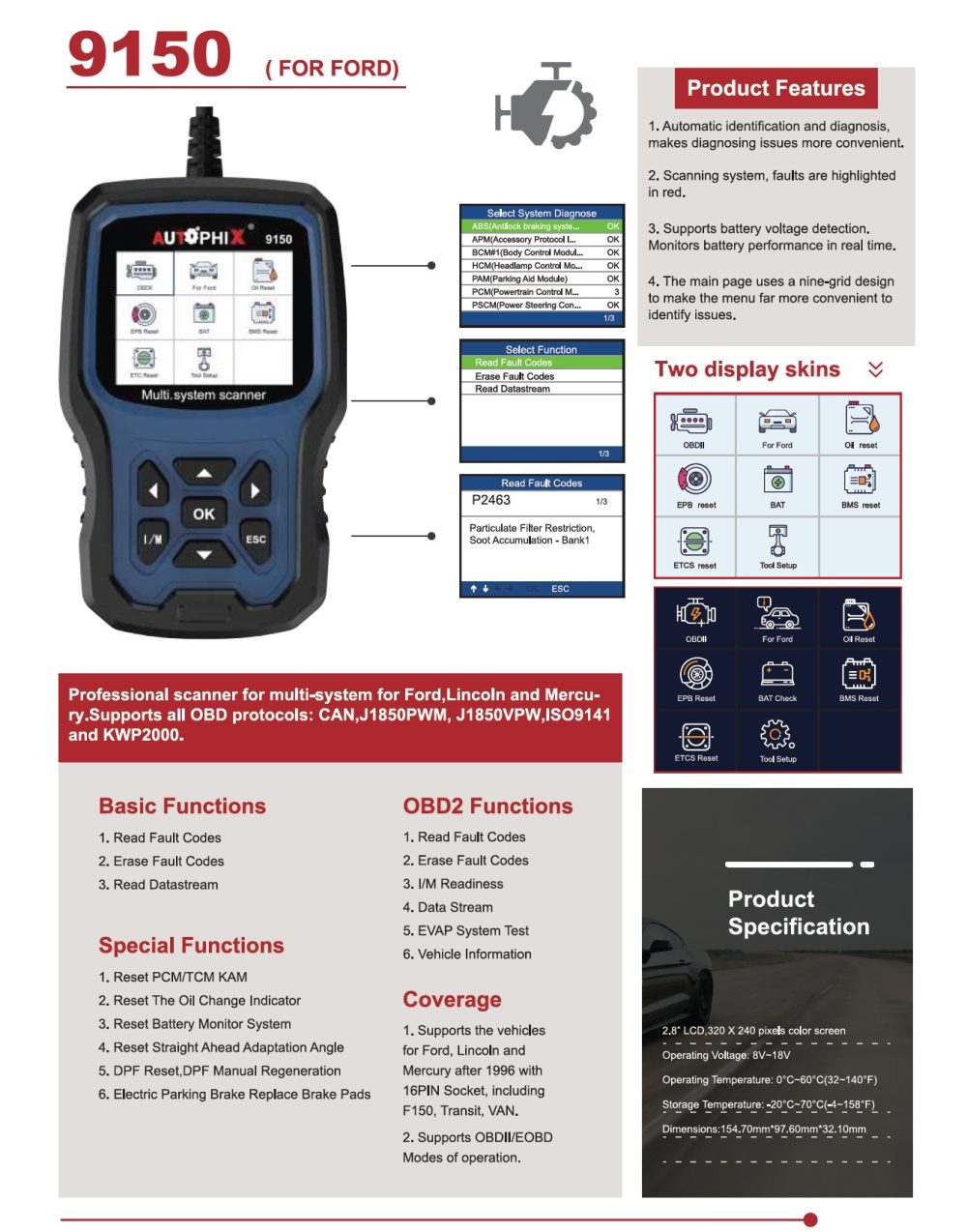 Autophix Professional Diagnostic Tool Obd2 9150 Ford Australia 2