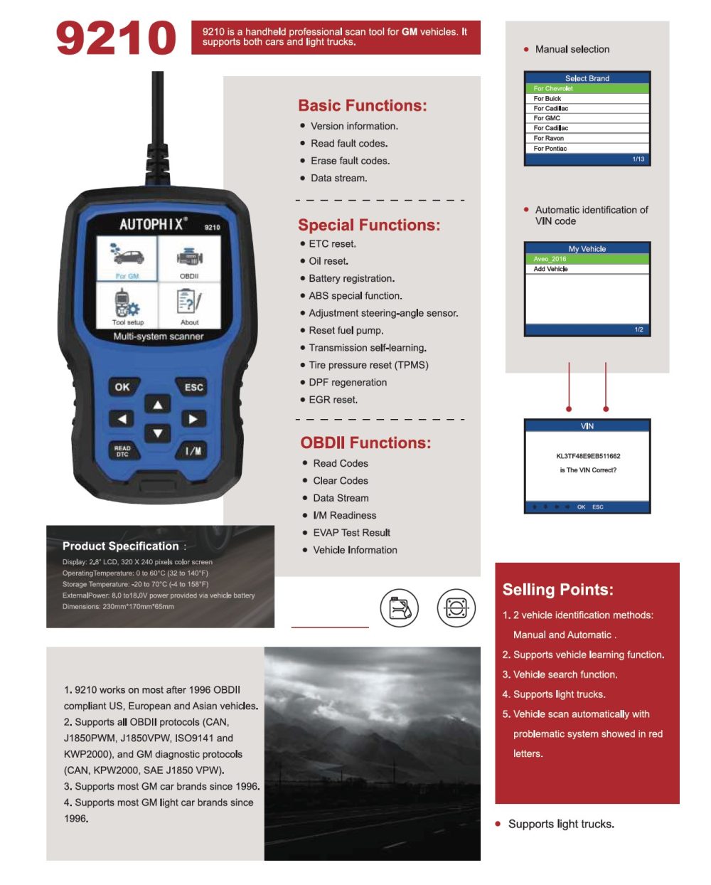 Autophix Professional Diagnostic Tool Obd2 9210 Gm Holden Australia 2