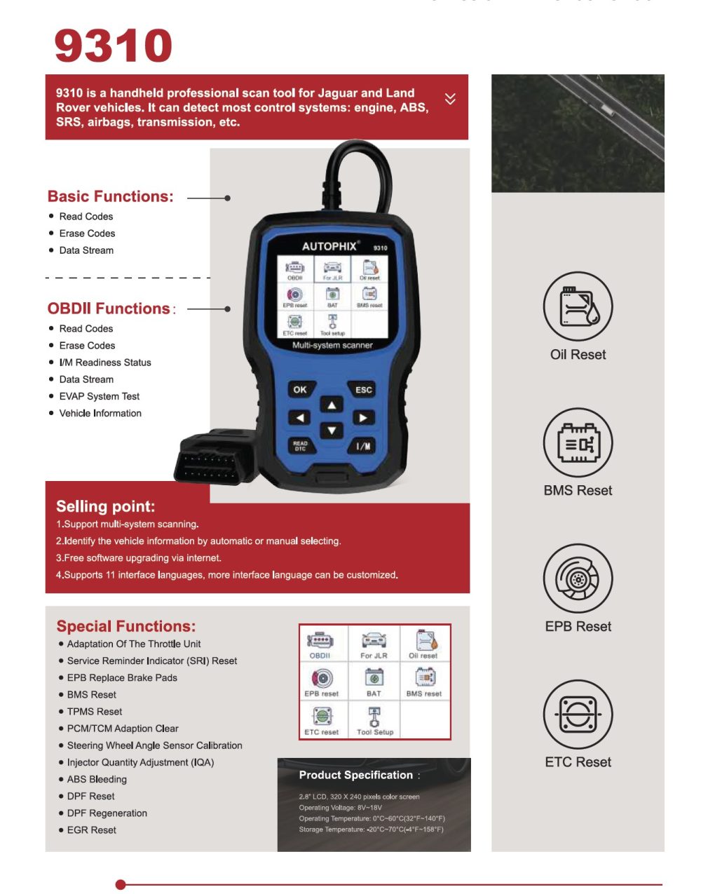 Autophix Professional Diagnostic Tool Obd2 9310 Landrover Jaguar Range Rover Australia 2