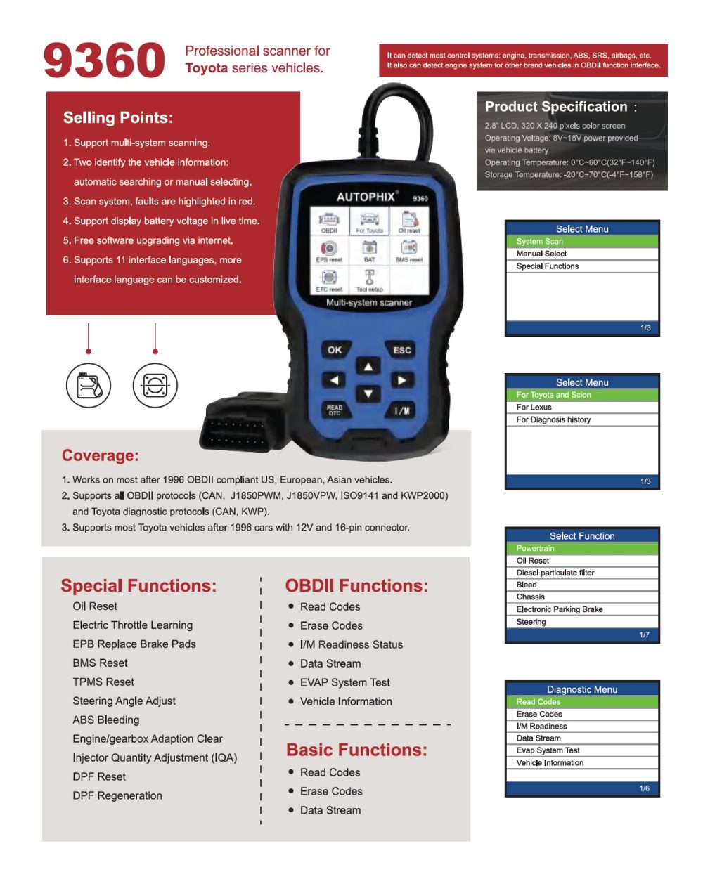 Autophix Professional Diagnostic Tool Obd2 9360 Toyota Australia 2